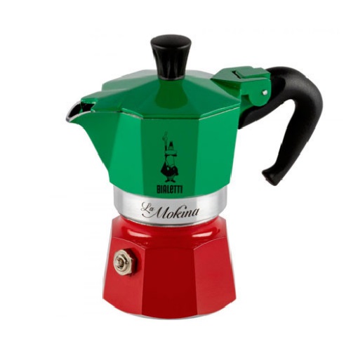 Bialetti La Mokina Tricolore гейзерная кофеварка на 1 порцию Bialetti La Mokina Tricolore гейзерная кофеварка на 1 порцию